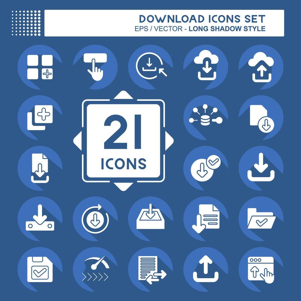 Icon Set Download. related to Button symbol. long shadow style. simple design illustration vector