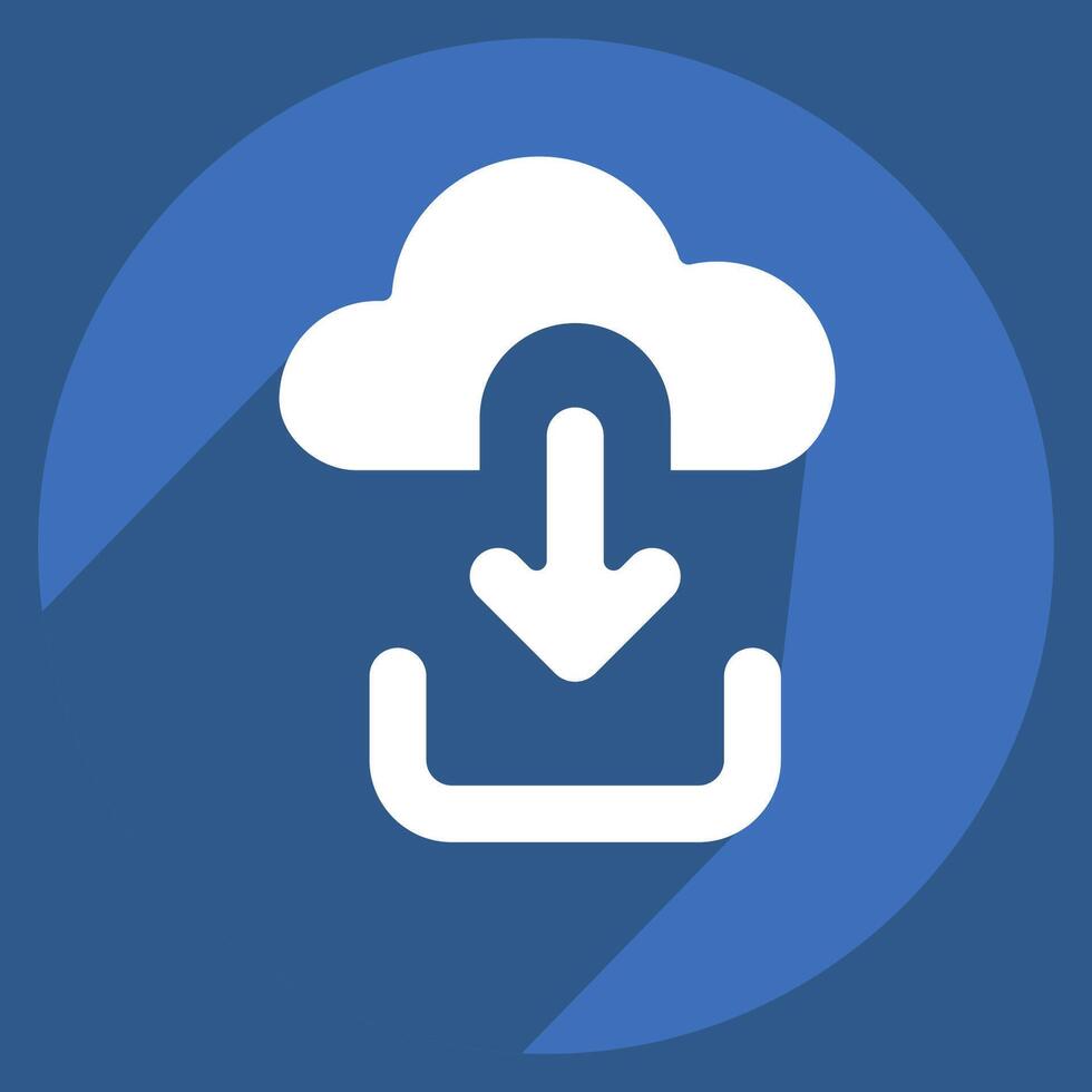 Icon Cloud Download. related to Button Download symbol. long shadow style. simple design illustration vector