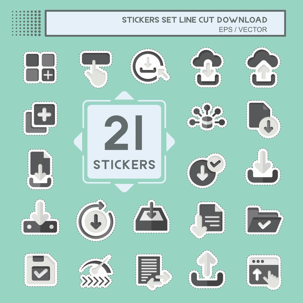 Sticker line cut Set Download. related to Button symbol. simple design illustration vector