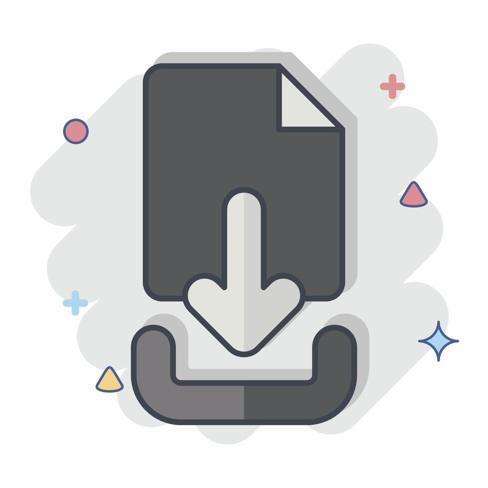 Icon Download File. related to Button Download symbol. comic style. simple design illustration vector