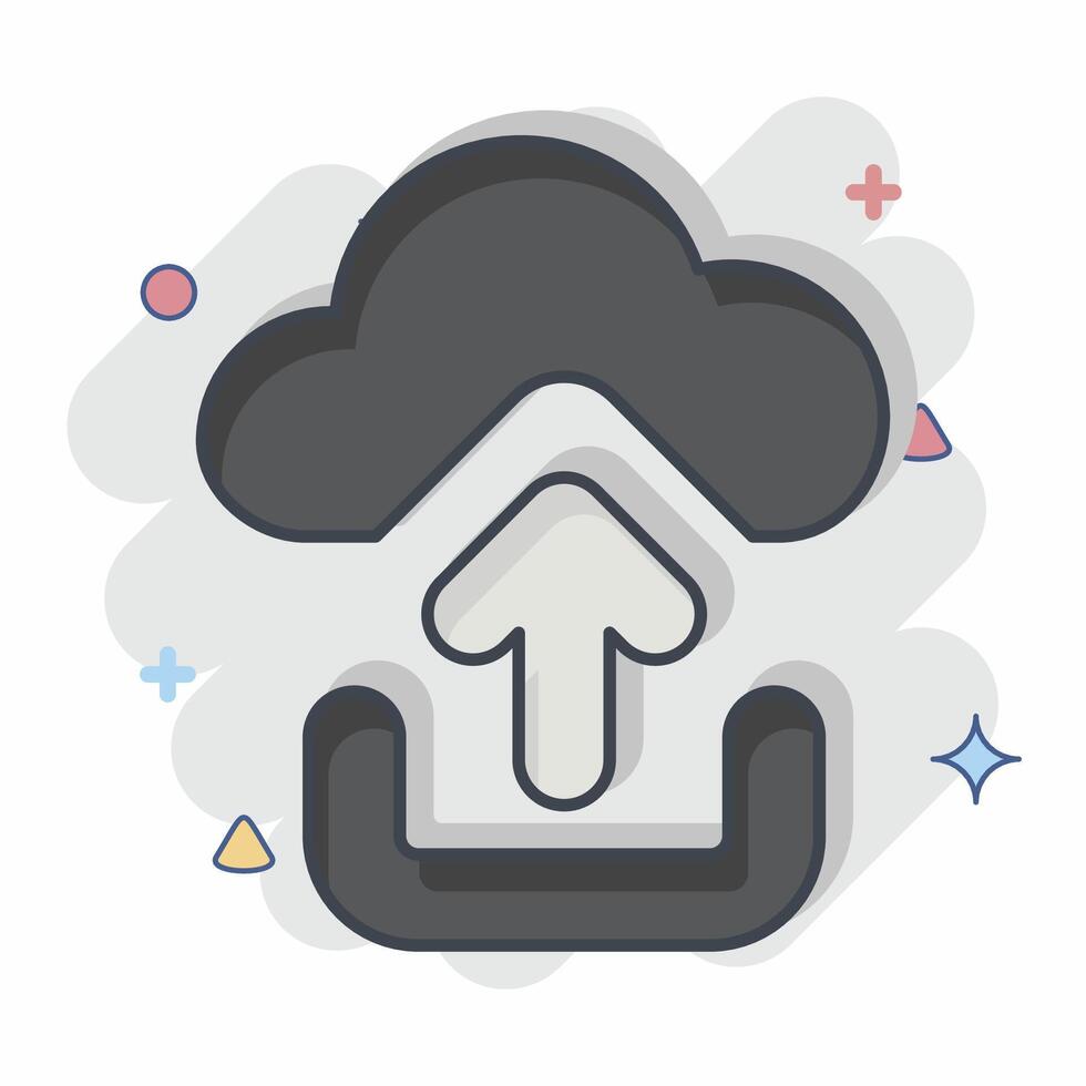 Icon Cloud Upload. related to Button Download symbol. comic style. simple design illustration vector