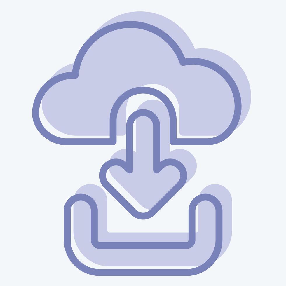 Icon Cloud Download. related to Button Download symbol. two tone style. simple design illustration vector