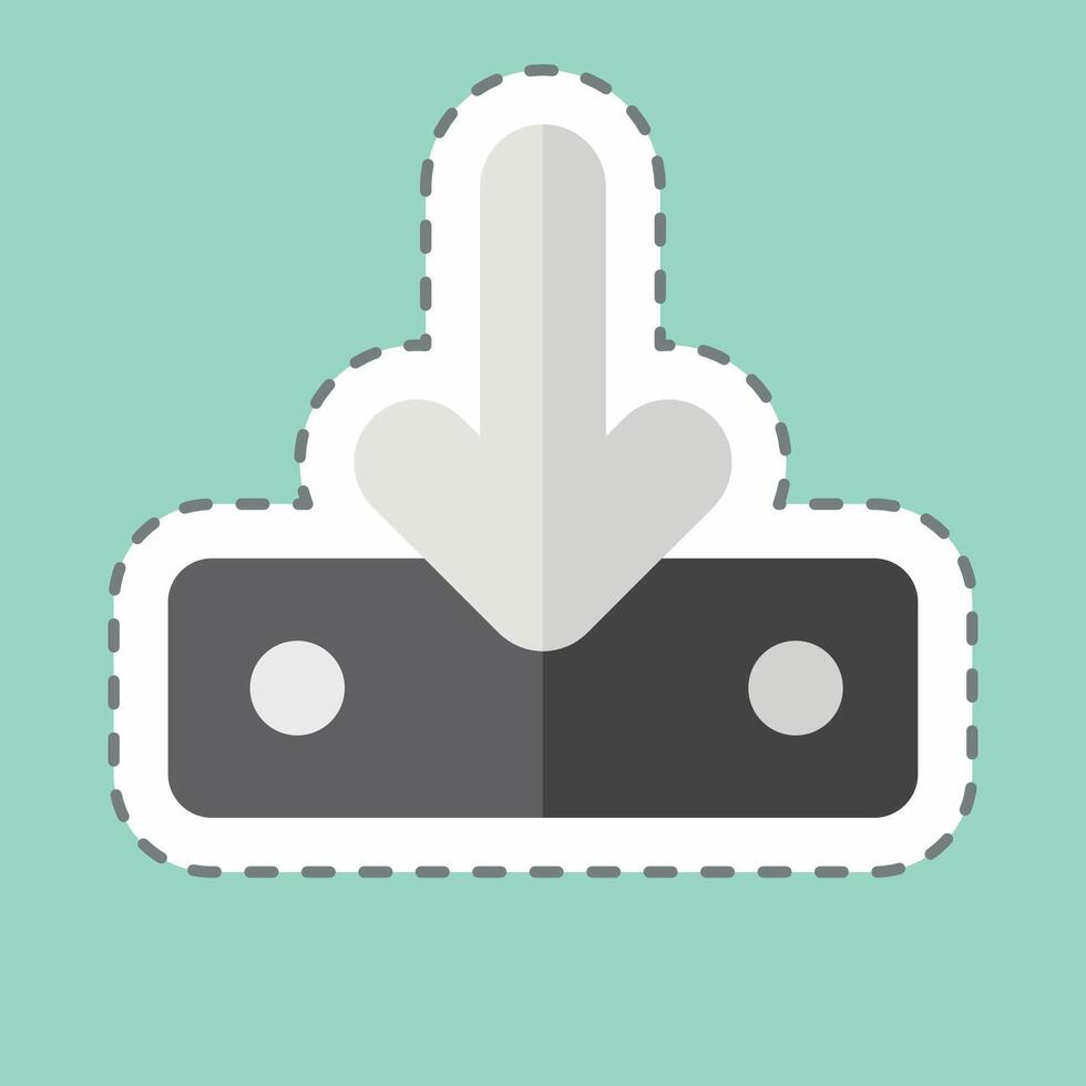 Sticker line cut Downloaded. related to Button Download symbol. simple design illustration vector