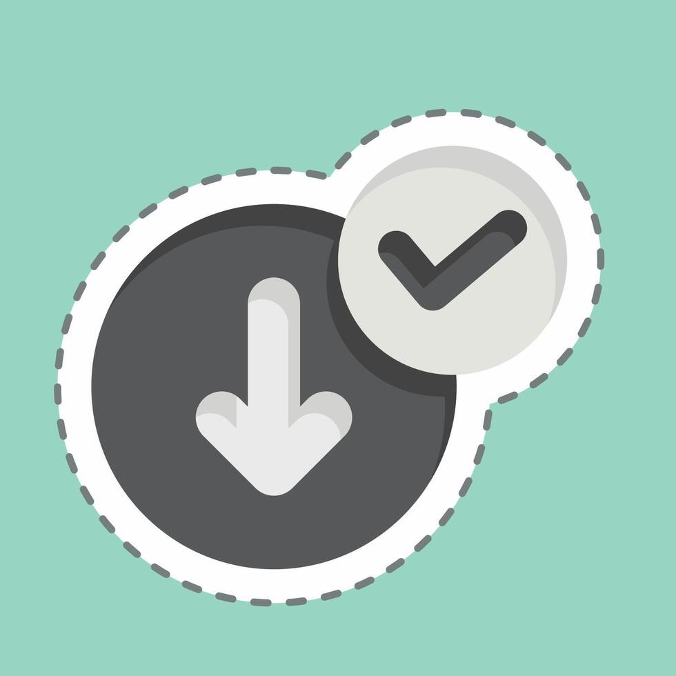 Sticker line cut Download Success. related to Button Download symbol. simple design illustration vector