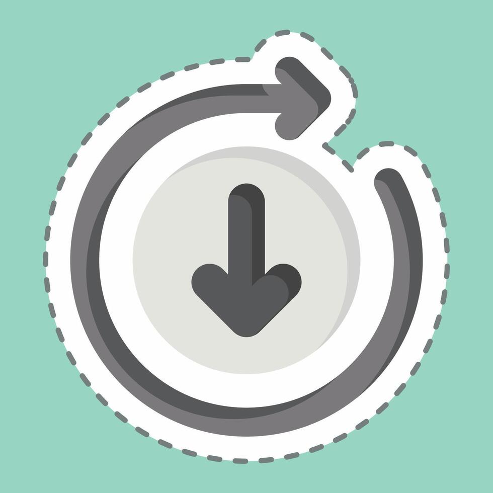 Sticker line cut Downloading. related to Button Download symbol. simple design illustration vector