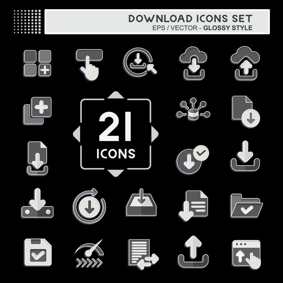 Icon Set Download. related to Button symbol. glossy style. simple design illustration vector