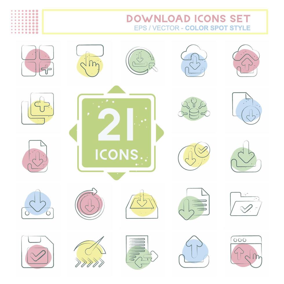 Icon Set Download. related to Button symbol. Color Spot Style. simple design illustration vector