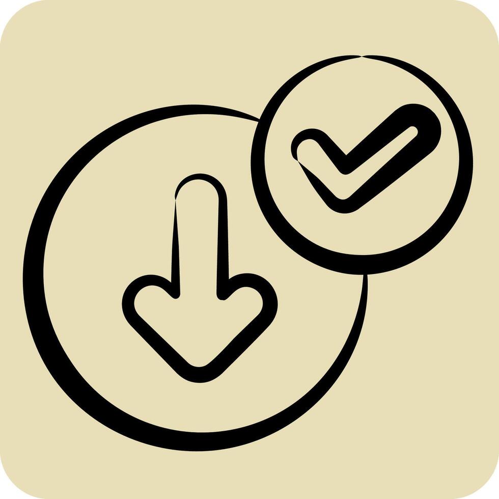 Icon Download Success. related to Button Download symbol. hand drawn style. simple design illustration vector