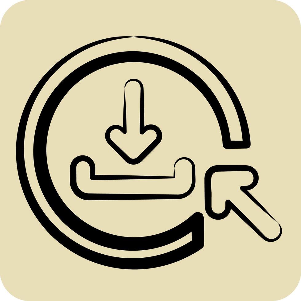 Icon Click To Download. related to Button Download symbol. hand drawn style. simple design illustration vector