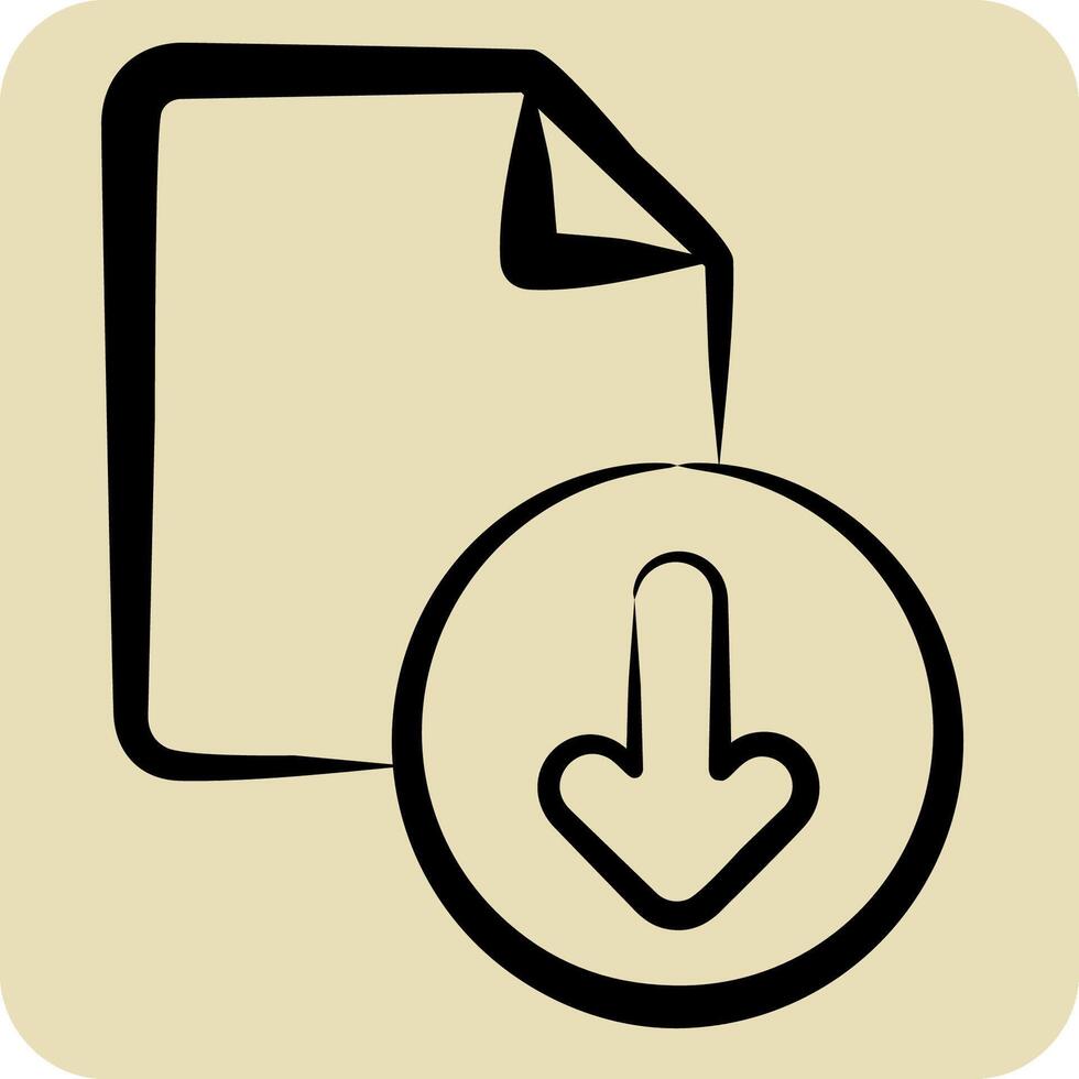 Icon Document. related to Button Download symbol. hand drawn style. simple design illustration vector