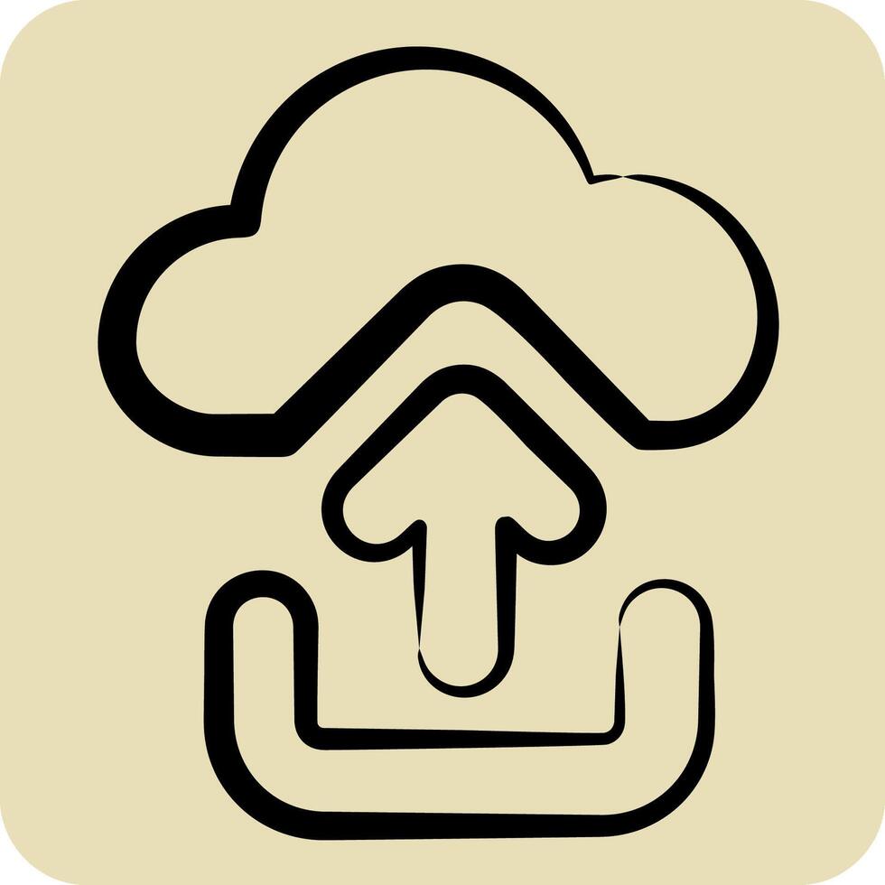 Icon Cloud Upload. related to Button Download symbol. hand drawn style. simple design illustration vector