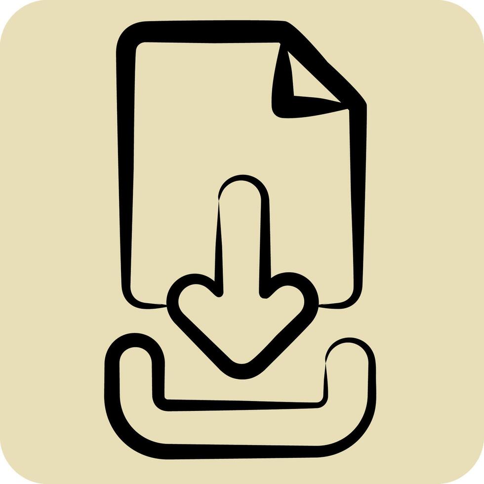 Icon Download File. related to Button Download symbol. hand drawn style. simple design illustration vector