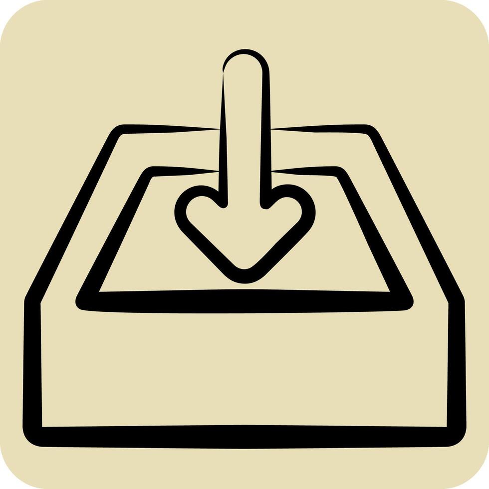Icon Downloads. related to Button Download symbol. hand drawn style. simple design illustration vector