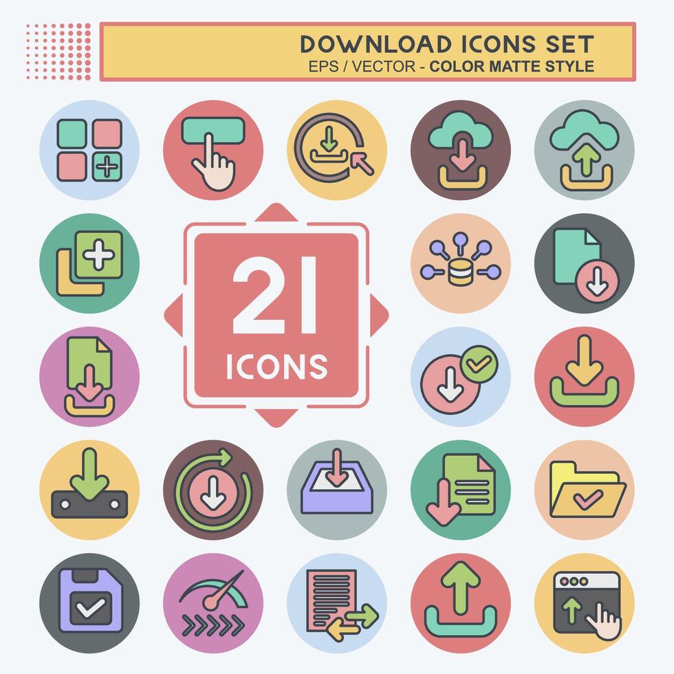 Icon Set Download. related to Button symbol. flat style. simple design illustration vector