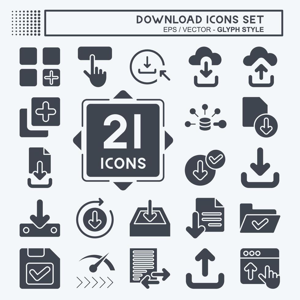 Icon Set Download. related to Button symbol. glyph style. simple design illustration vector