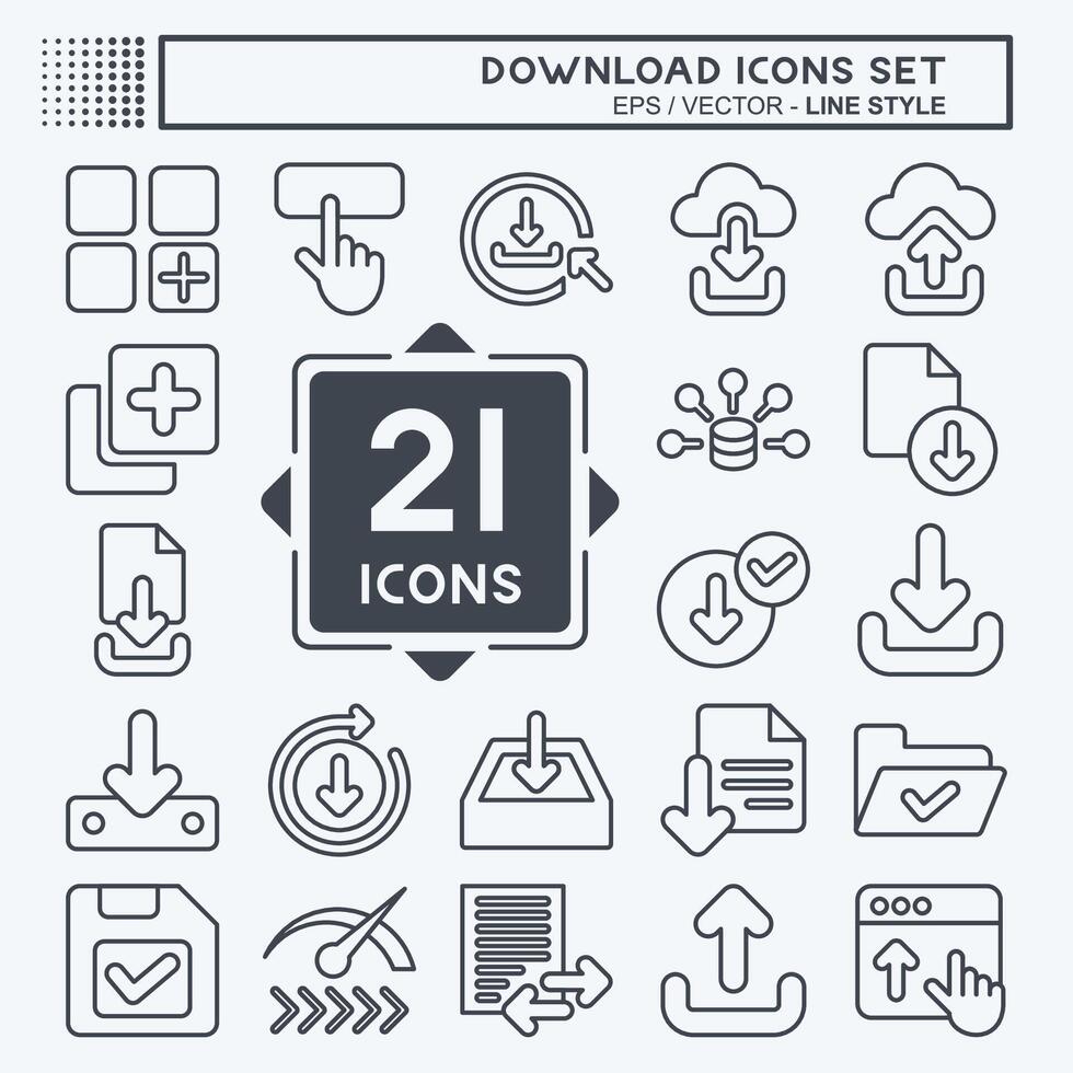 Icon Set Download. related to Button symbol. line style. simple design illustration vector