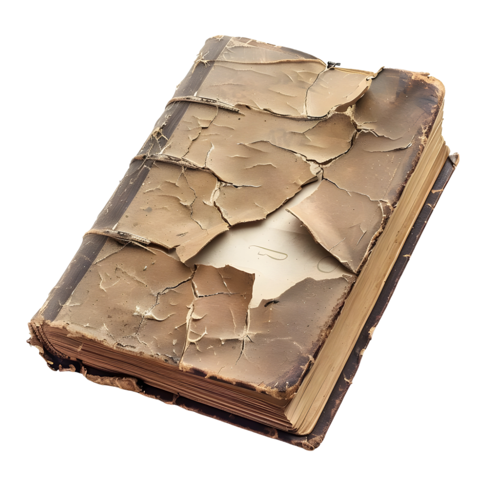 Vintage Cover Rusted or Break Book on Transparent Background png