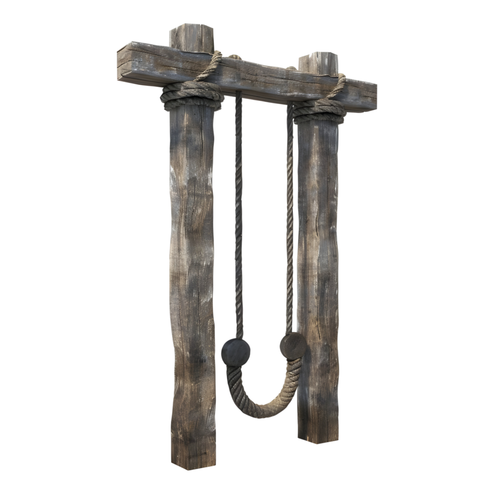Wooden Swing on Pillar on Transparent Background png