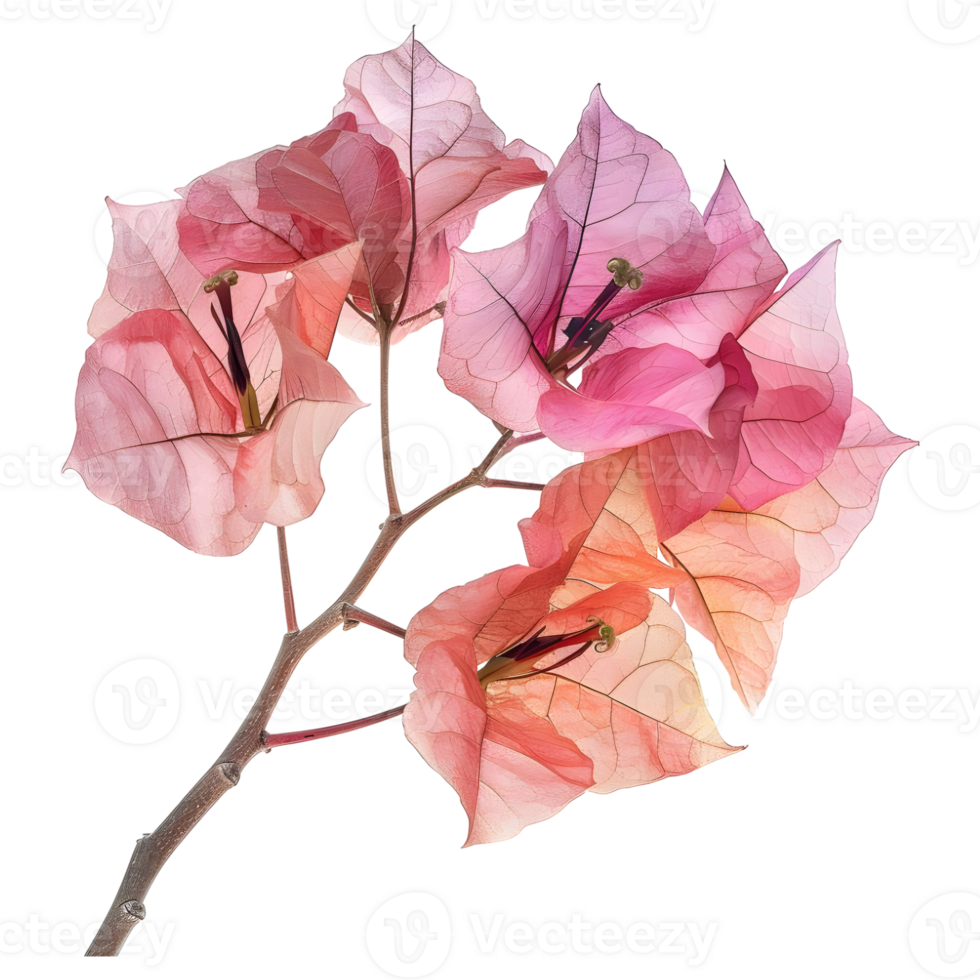 Pink bougainvillea flower on Transparent Background png