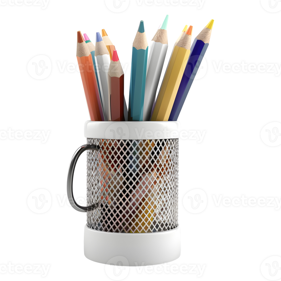 Different Kinds on Pencils in Jar on Transparent Background png