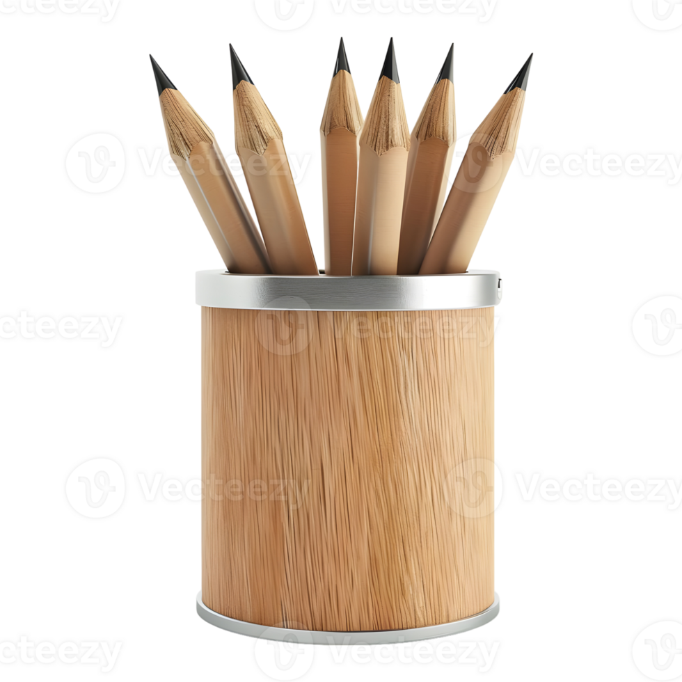 Different Kinds on Pencils in Jar on Transparent Background png