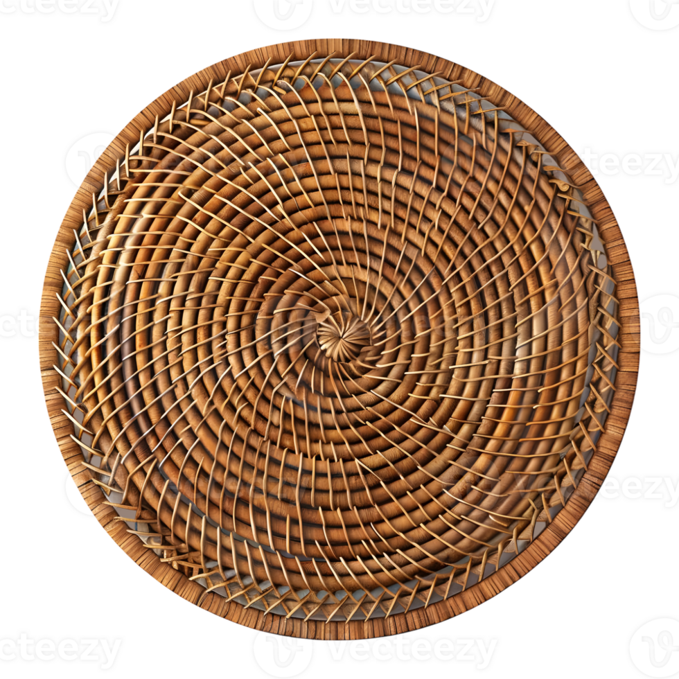 Handmade Rattan Coasters Tea Pot Mat on Transparent Background png