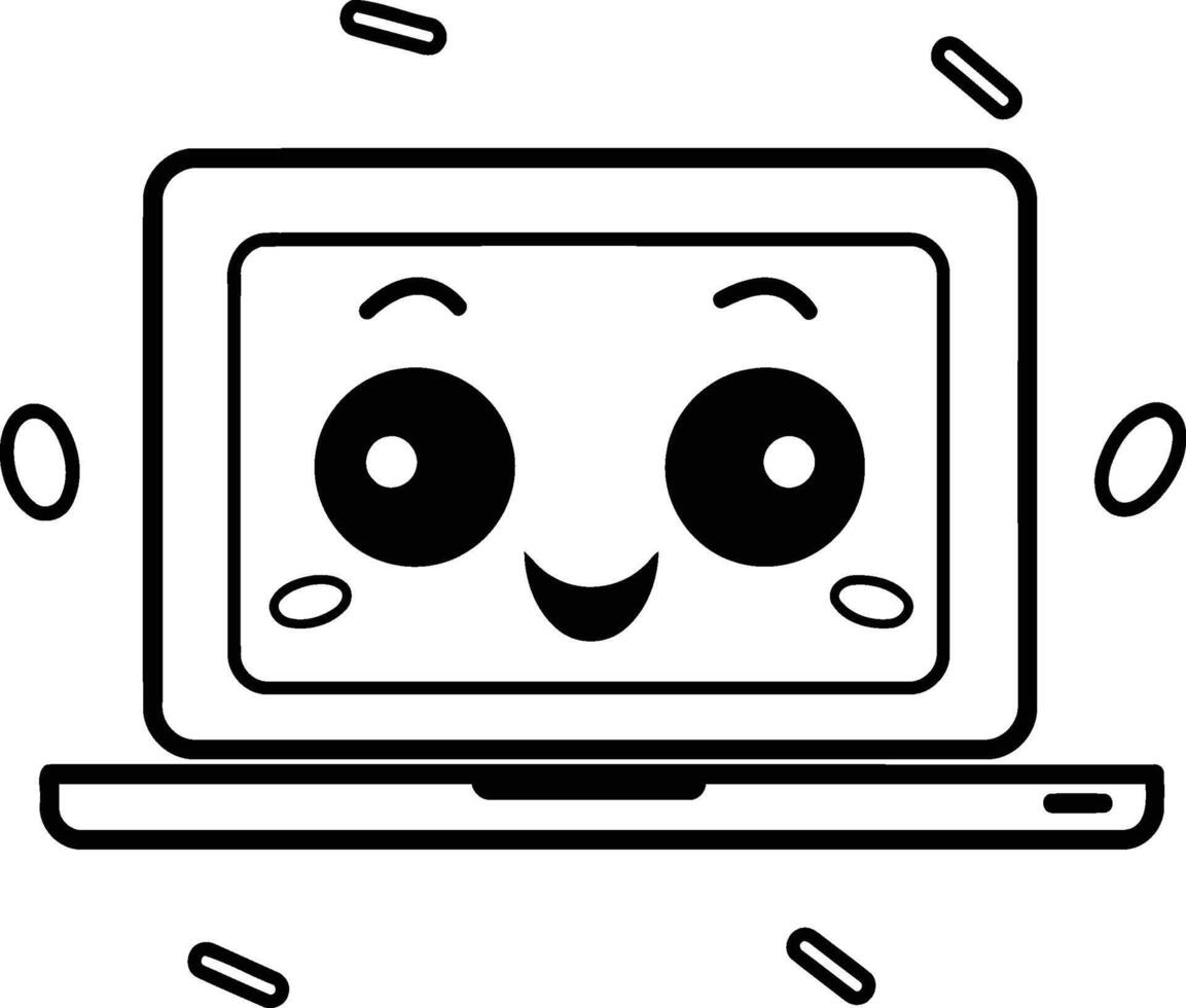 kawaii laptop computer kawaii cartoon illustration graphic design vector