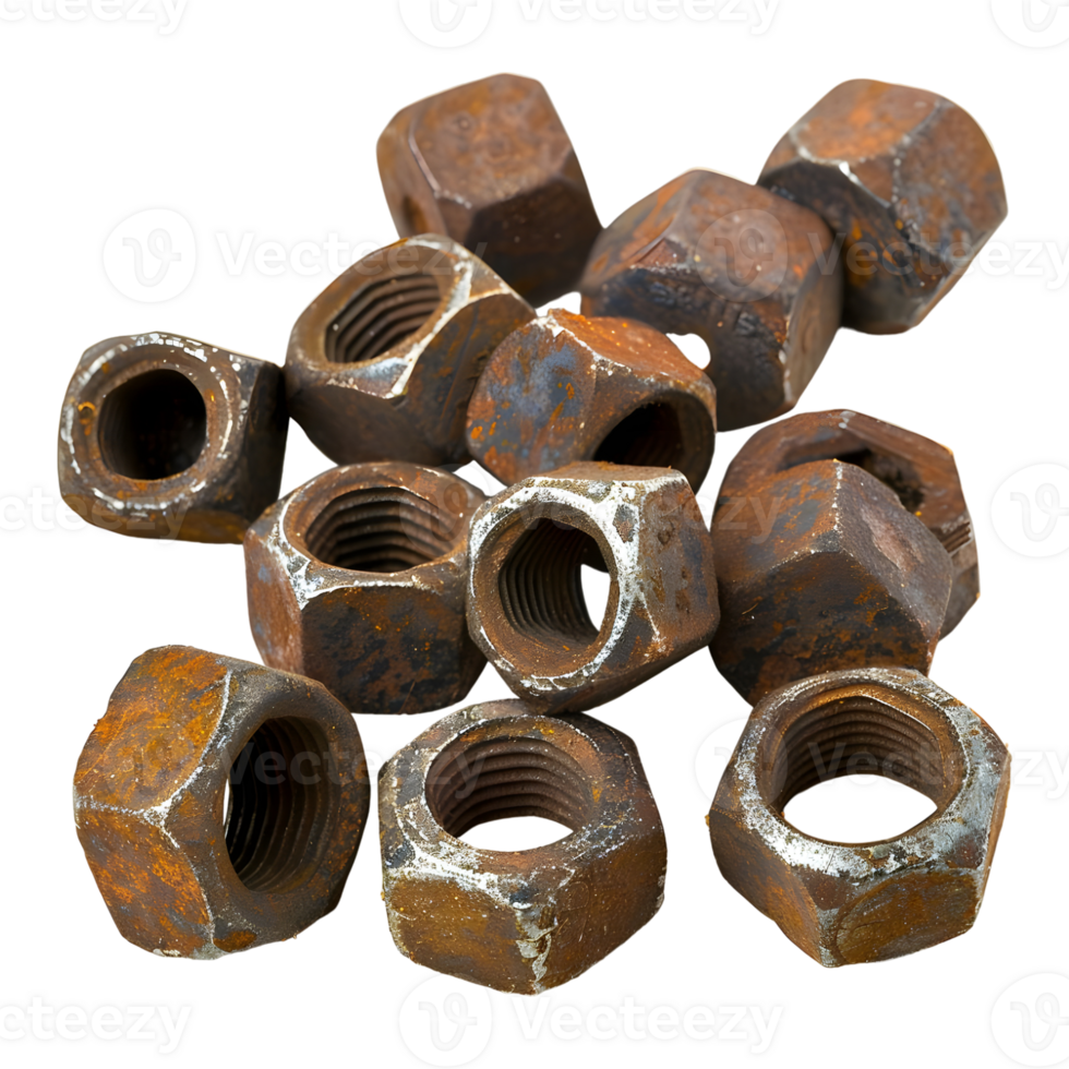 Rusted Bolts on Transparent Background png