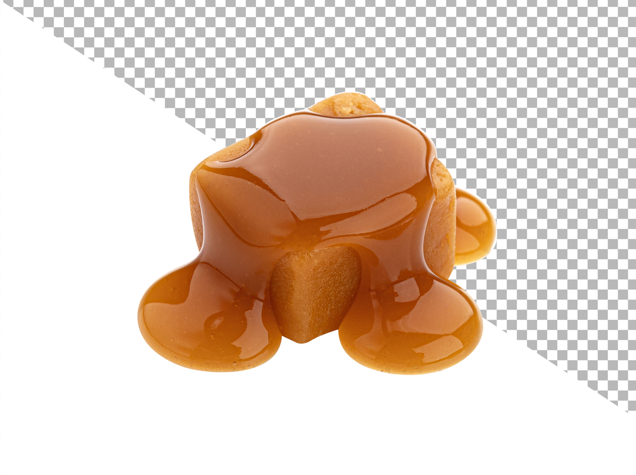 Caramel candy and caramel sauce isolated on white background psd