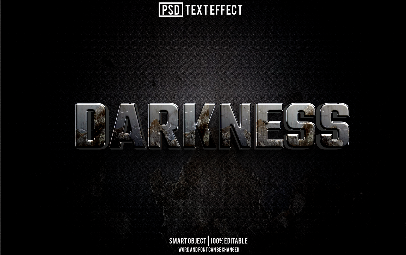 darkness text effect, font editable, typography, 3d text psd
