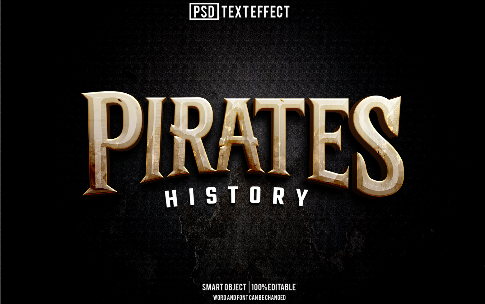 pirates text effect, font editable, typography, 3d text psd