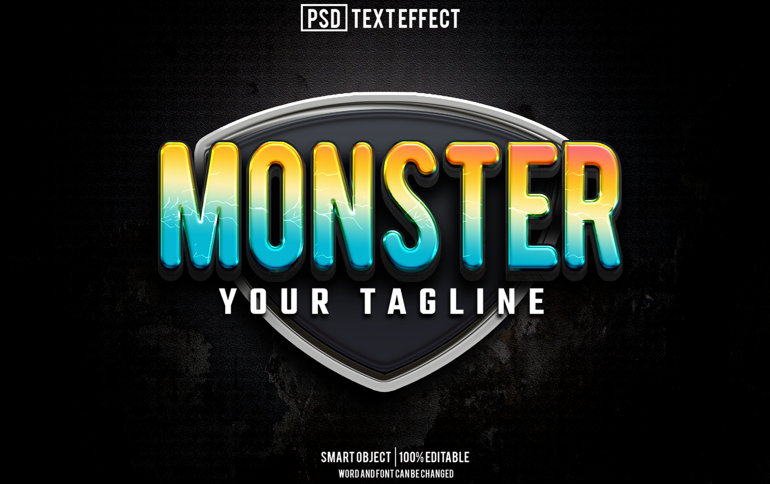 monster text effect, font editable, typography, 3d text psd