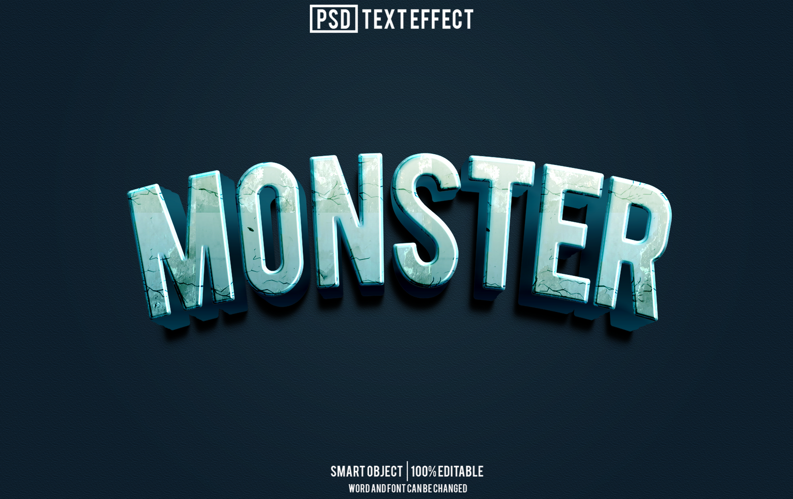 monster text effect, font editable, typography, 3d text psd