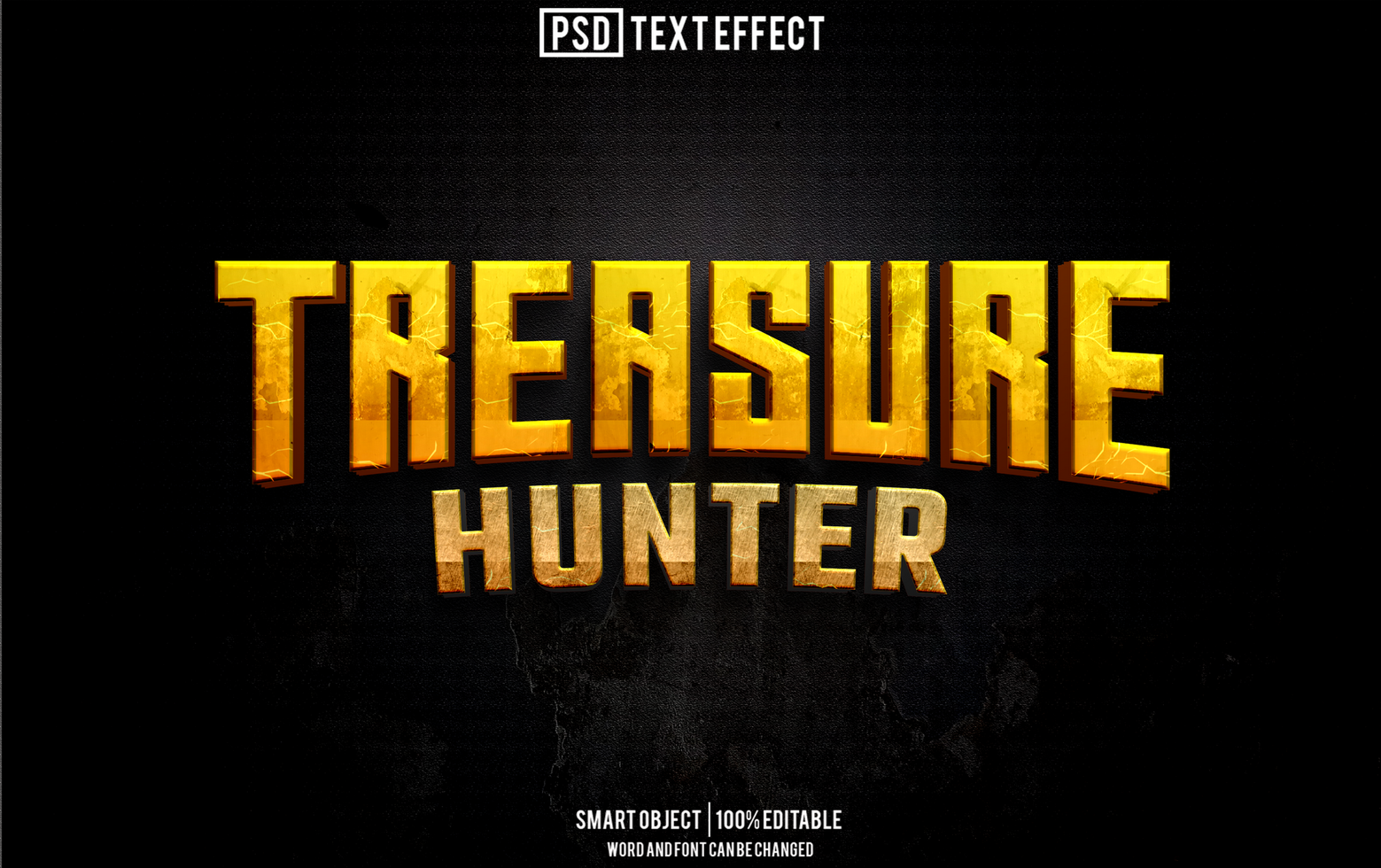treasure hunter text effect, font editable, typography, 3d text psd