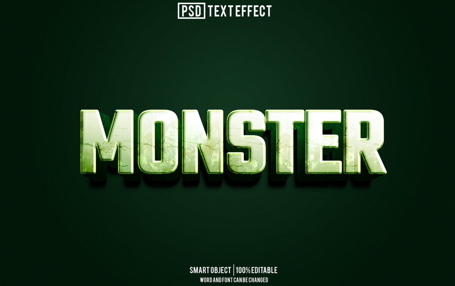 monster text effect, font editable, typography, 3d text psd