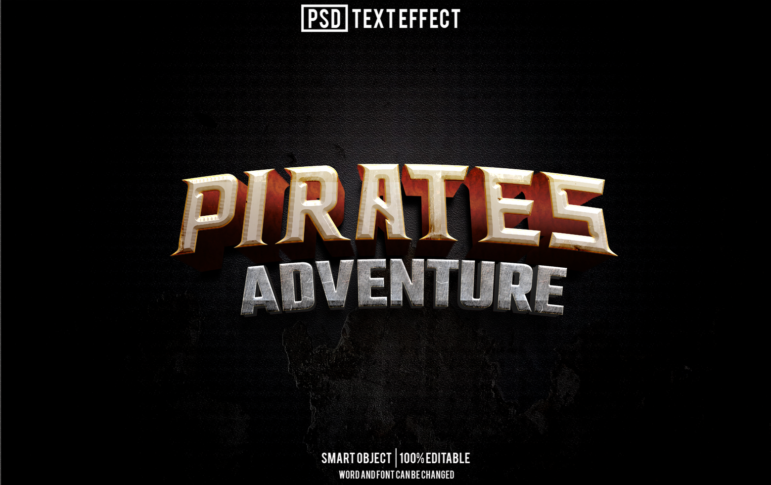 pirates text effect, font editable, typography, 3d text psd
