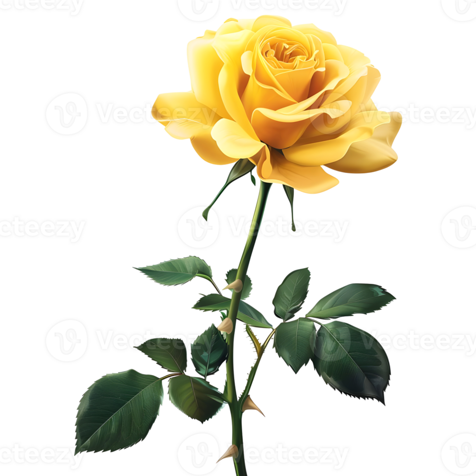 Yellow Rose Flower on Transparent Background png