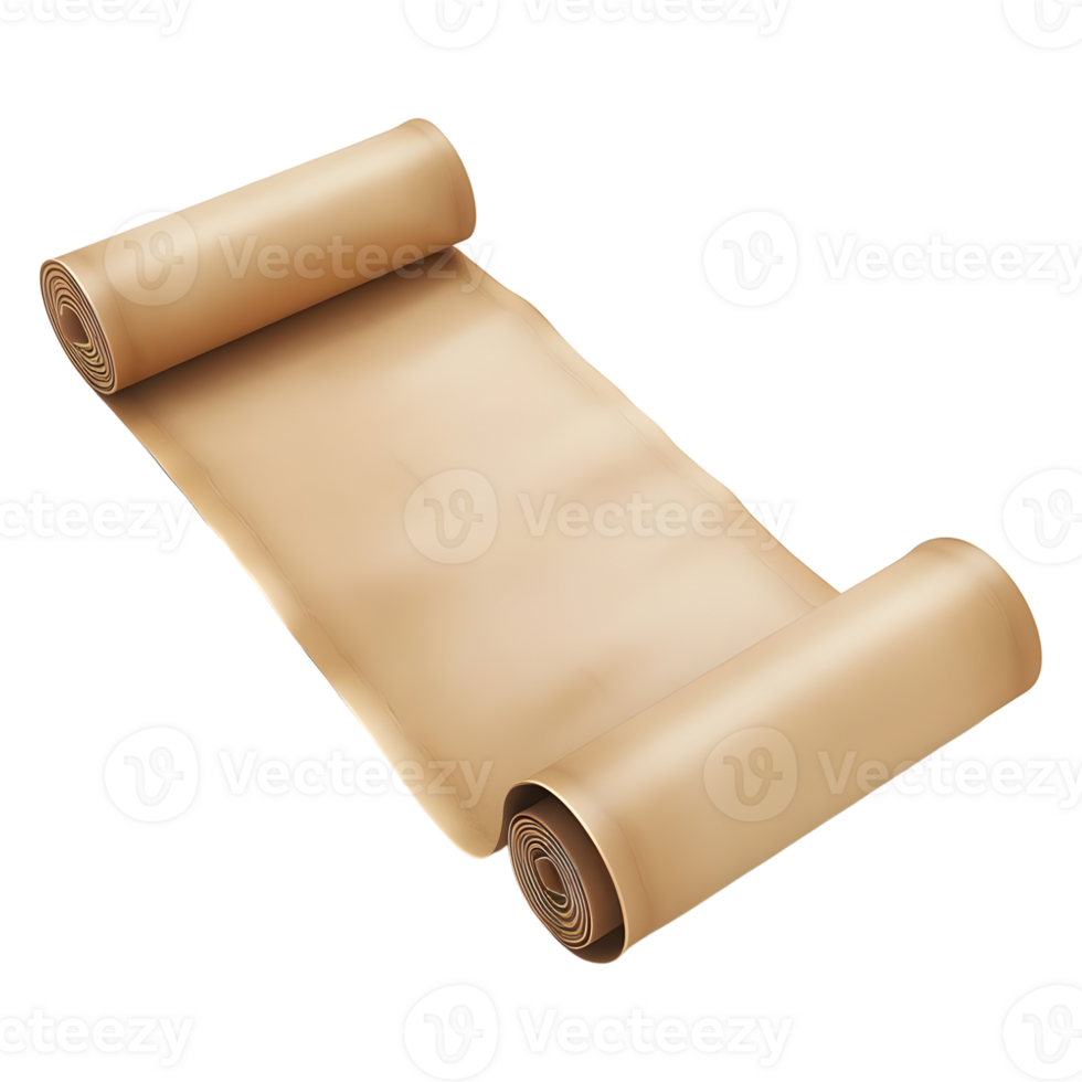Ancient Old paper scroll on Transparent Background png