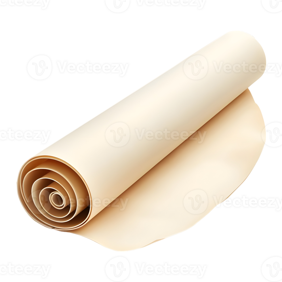 Ancient Old paper scroll on Transparent Background png