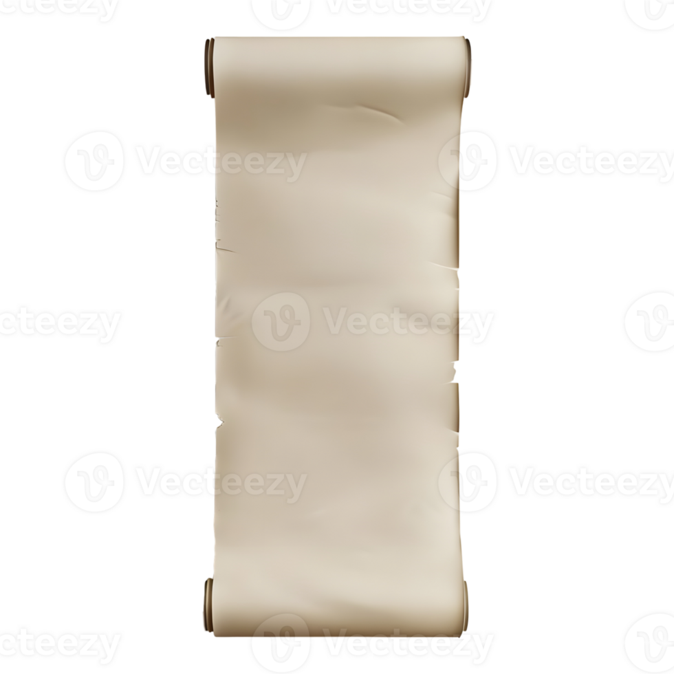 Ancient Old paper scroll on Transparent Background png