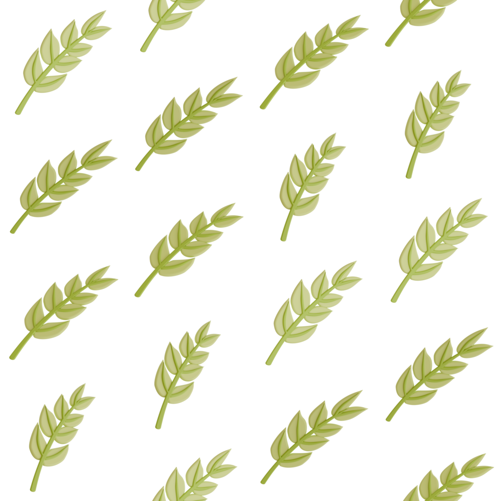 A seamless pattern of tree branches and leaves transparent background in a Smooth shape floral concept,3D illustration png