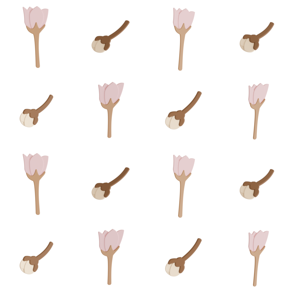 A seamless pattern of Plumeria and apple blossom transparent background in a Smooth shape floral concept,3D illustration png