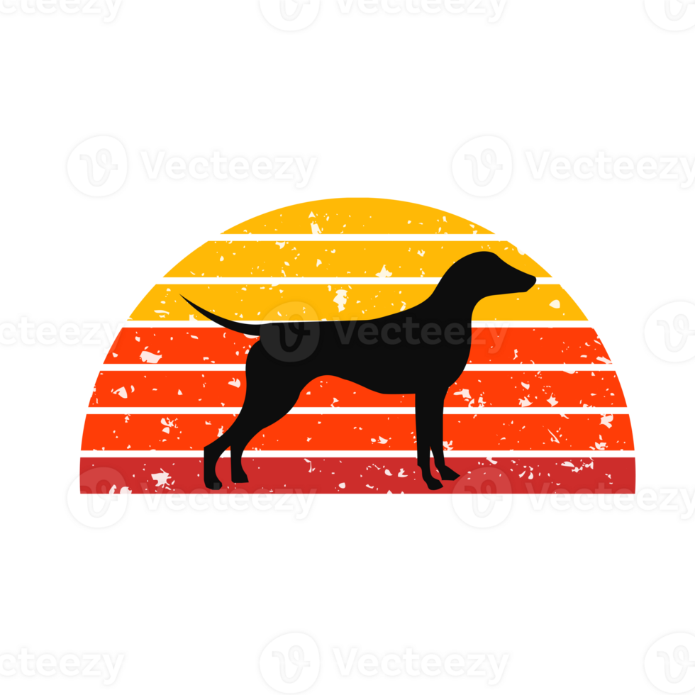 Dog Silhouette Retro Sunset png