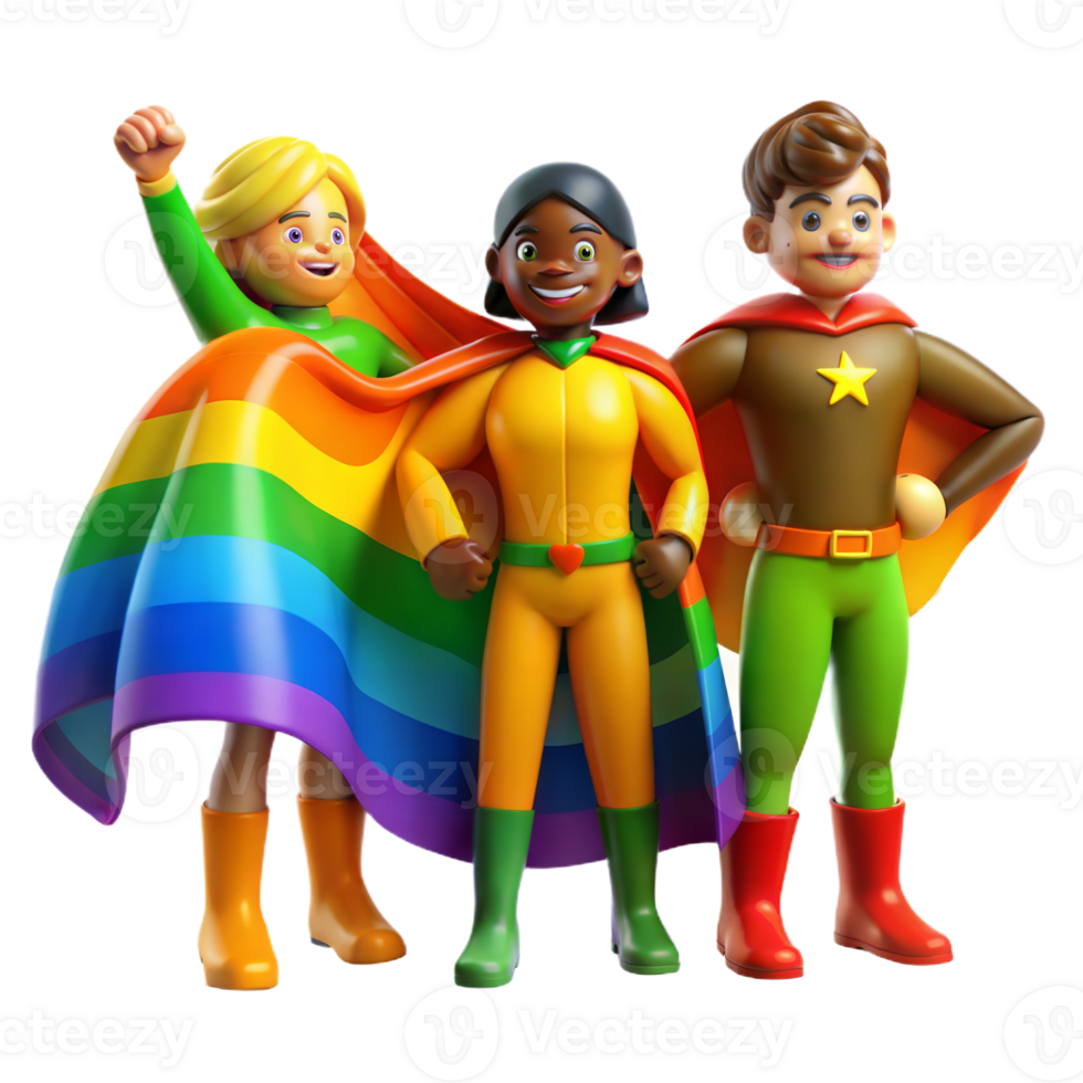 pride day empowering illustration of diverse people 3d illustration png