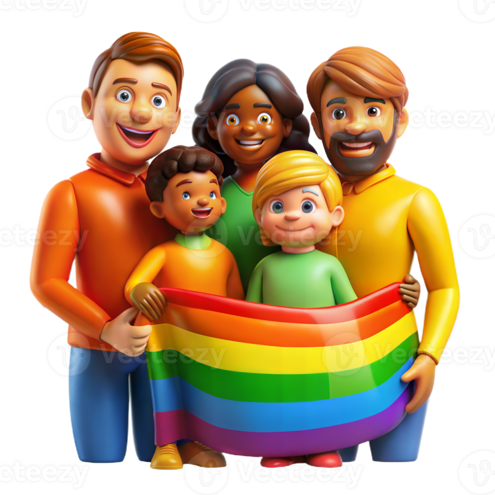 pride day a heart warming illustration of a diverse family 3d illustration png