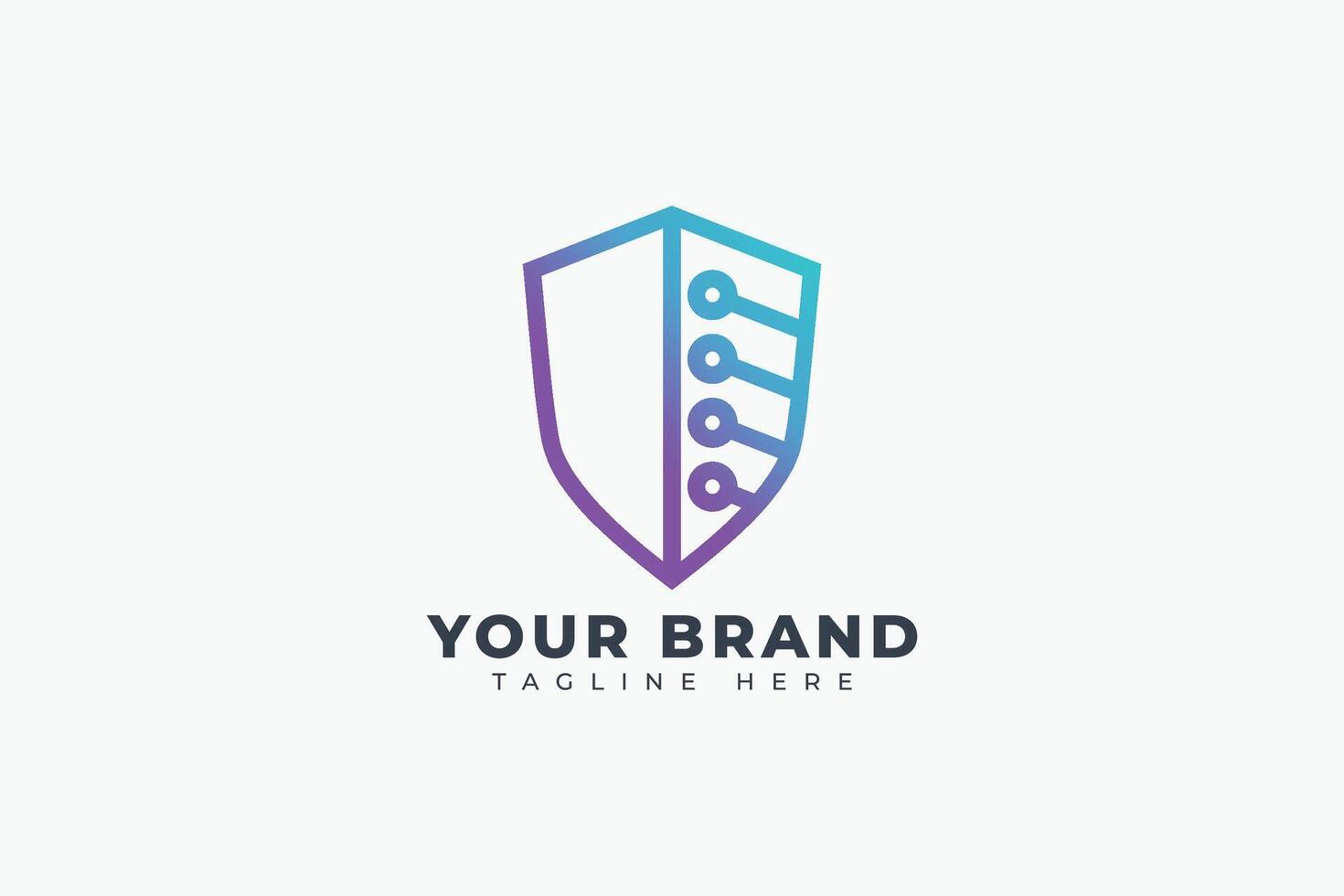 secure technology logo for safety company data shield tech cyber protection logo design element vector