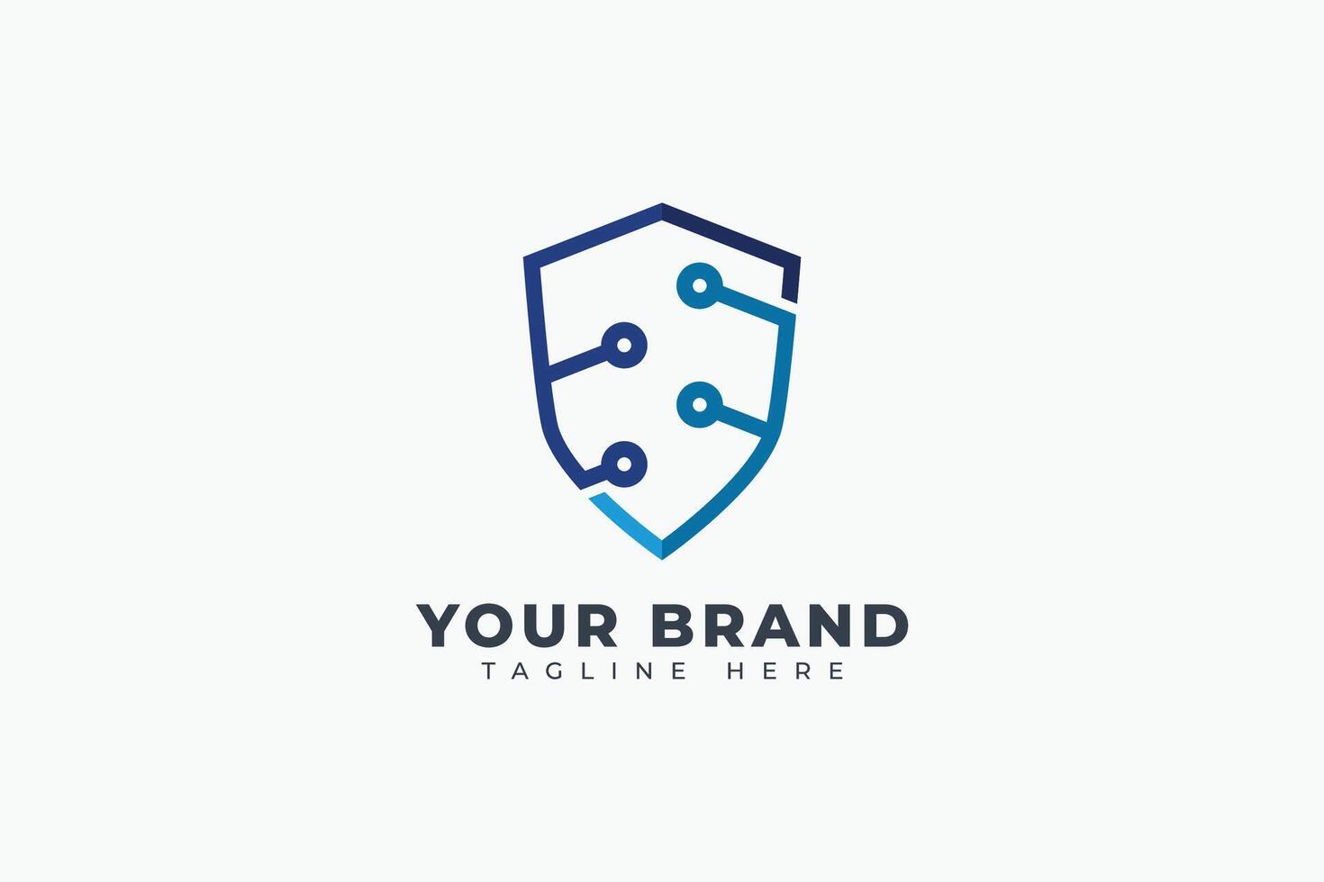 secure technology logo for safety company data shield tech cyber protection logo design element vector