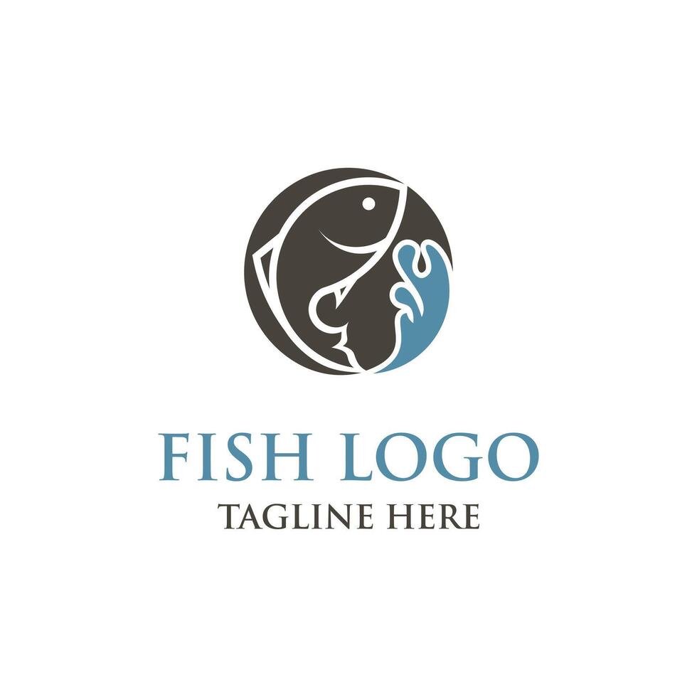 fish logo design template illustration with creative idea vector