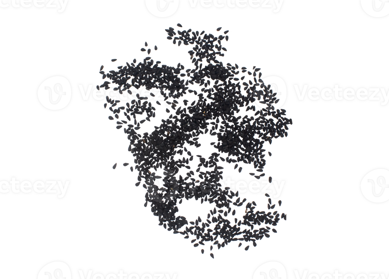 Pile of black cumin or nigella seed transparent background top view png