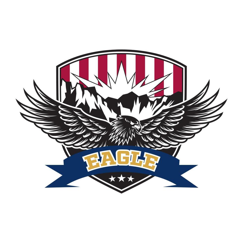 Majestic Eagle and Mountain Illustration vector